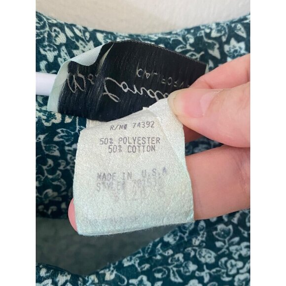 Vintage Ms Conduct California Women's Green Floral Short Sleeve Jersey Dress - 6 - Picture 5 of 14